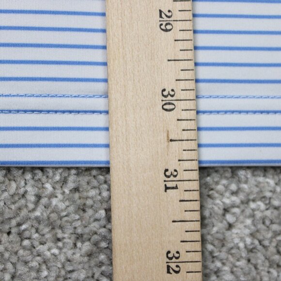 Peter Millar Polo Shirt Mens Large Blue Striped Tour Fit Golf Poly Stretch S/S - Picture 14 of 15